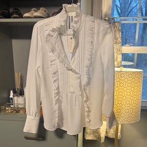 Maeve White Ruffled Blouse